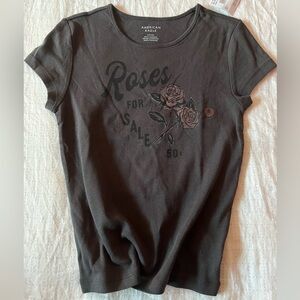 American Eagle Outfitters Dark Gray Rose Tee Size S NWT